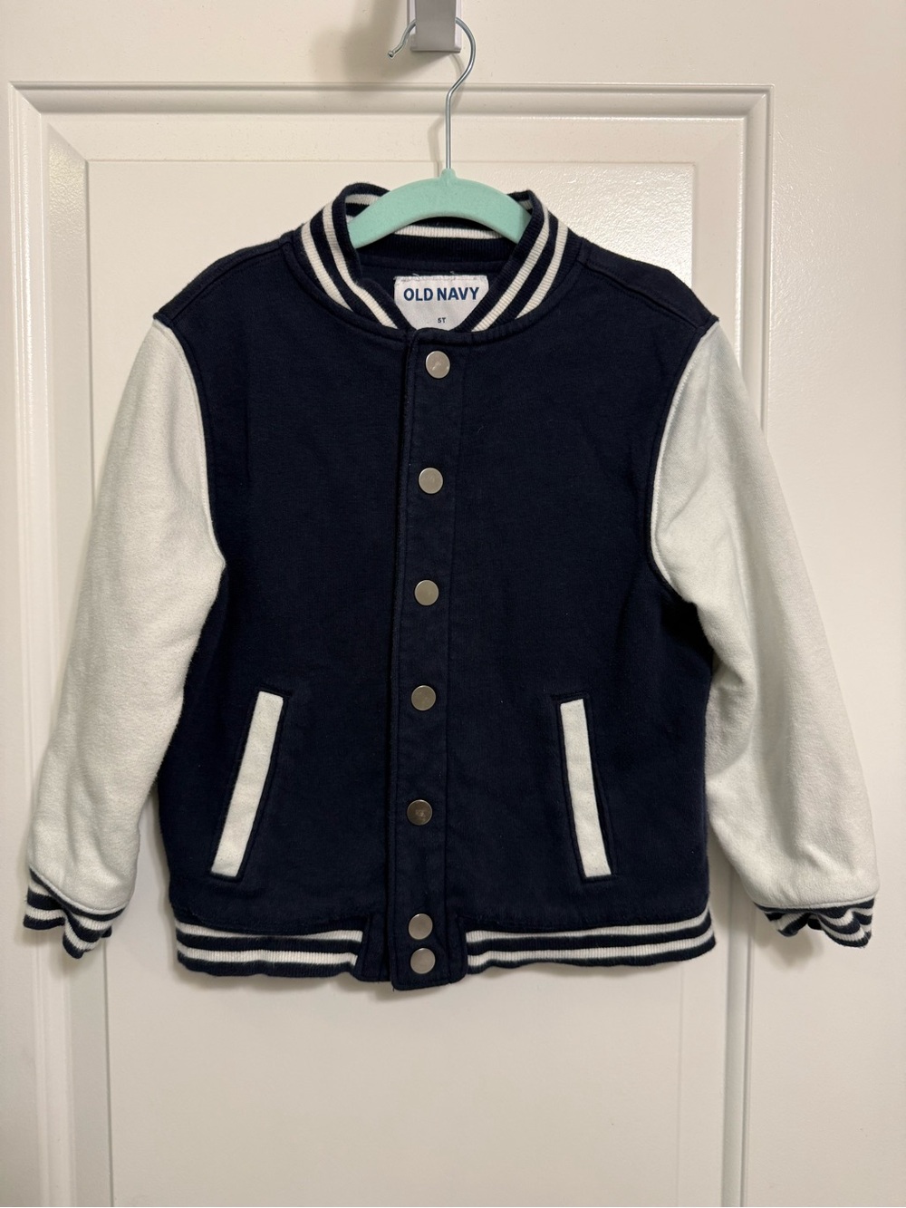 Old Navy Navy and Cream Varsity Jacket